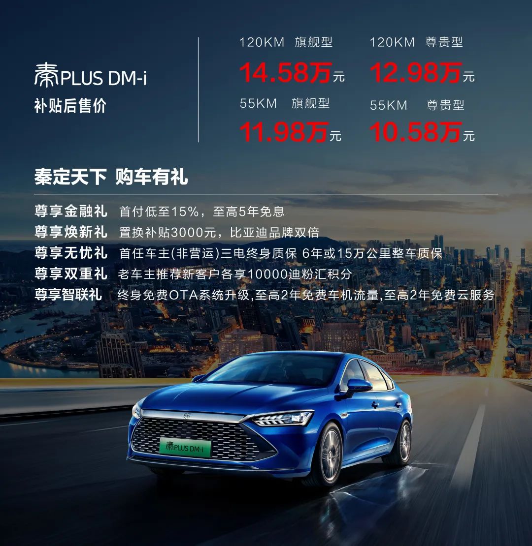 秦PLUS DM-i女神节上市，百公里亏电油耗仅3.8L