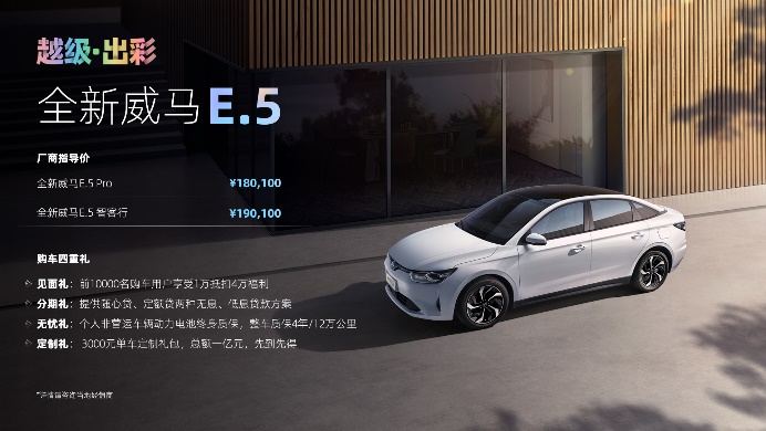 全景天幕、505KM长续航、18.01万起，全新威马E.5正式上市